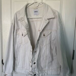 Zara Women's White Denim Jean Jacket